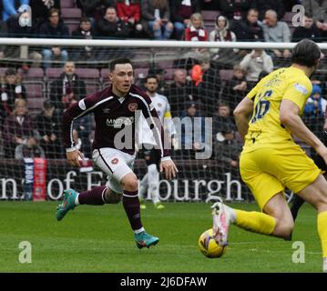 Tynecastle Park Edinburgh.Scotland UK 30th April 22. Heart of Midlothian vs Ross County Cinch Premiership Match. Hearts' Barrie McKay Credit: eric mccowat/Alamy Live News Foto Stock