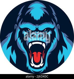 Logo aggressivo Gorilla Roaring Illustrazione Vettoriale