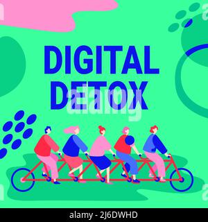 Didascalia concettuale Digital Detox. Business idea libera di dispositivi elettronici Scollegamento per ricollegare i colleghi scollegati Riding Bicycle rappresentare Foto Stock