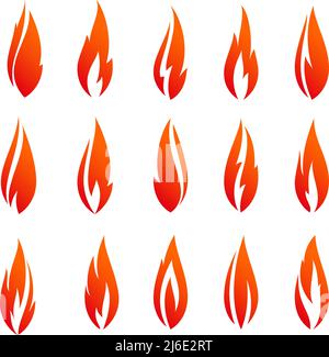 Fiamme, icone arancioni Illustrazione Vettoriale