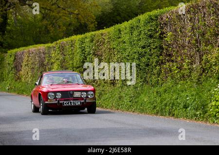 Alpha Romeo GTV. Partecipando alle classiche auto primaverili Rotary Club beneficenza 'Wye Run' attraverso il Galles e la valle di Wye. Foto Stock