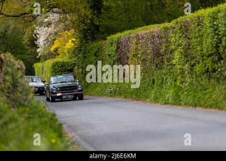 Triumph TR6 partecipa alle classiche auto primaverili Rotary Club beneficenza 'Wye Run' attraverso il Galles e la Wye Valley. Foto Stock