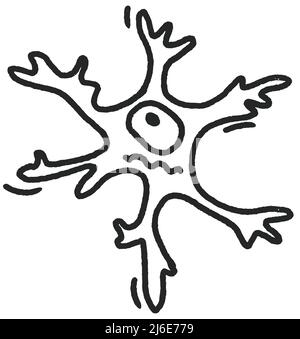 Neurone disegno a mano vettore di schizzo illustrazione di doodle isolato su sfondo bianco arte linea Illustrazione Vettoriale