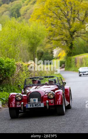 Morgan auto classica in primavera Wye Run attraverso il Galles e la Wye Valley. Foto Stock