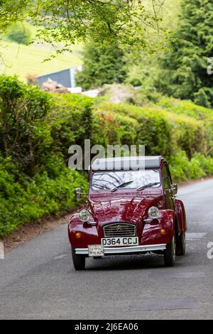 Auto classiche in primavera Wye Run attraverso il Galles e la Wye Valley. Foto Stock