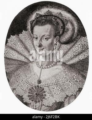 Maria Eleonora di Brandeburgo, 1599 – 1655. Principessa tedesca e Regina Consorte di Svezia come moglie del re Gustav II Adolfo. Da modi e modi, pubblicato il 1935. Foto Stock