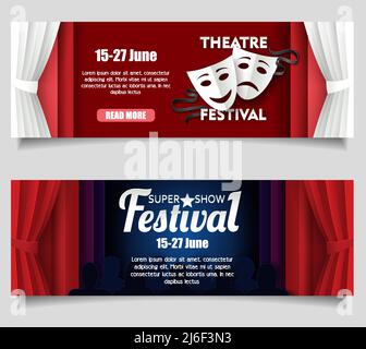 Teatro festival vettoriale carta taglio modelli banner Illustrazione Vettoriale