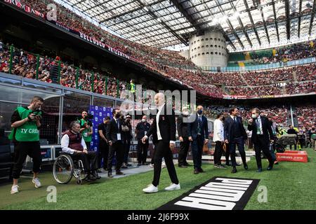 Milano, Italia. 01st maggio 2022. Stefano Pioli ha preceduto la Serie A match tra AC Milan e ACF Fiorentina allo Stadio Giuseppe Meazza il 1 maggio 2022 a Milano. Credit: Live Media Publishing Group/Alamy Live News Foto Stock