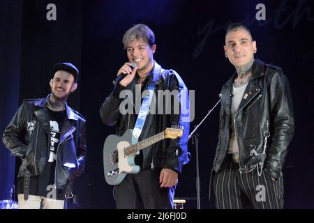 30 aprile 2022, Giffoni Valle piana, Italia: Antonio Fiordispino, Alex Fiordispino e Daniele Mona del Kolors a Verde Giffoni. (Credit Image: © Giovanni Lemba/Pacific Press via ZUMA Press Wire) Foto Stock