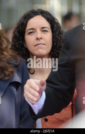 jean luc melenchon era atteso da diverse centinaia di persone per il suo discorso del 1st maggio presso la "Place de la république" di Parigi Foto Stock