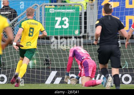 SITTARD - Zian Flemming of Fortuna Sittard segna durante la partita olandese Eredivie tra Fortuna Sittard e Feyenoord allo stadio Fortuna Sittard il 1 maggio 2022 a Sittard, Paesi Bassi. ANP JEROEN PUTMANS Foto Stock