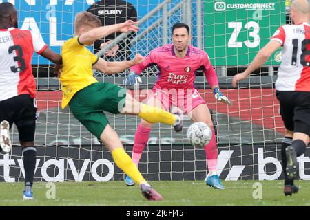 SITTARD - Zian Flemming of Fortuna Sittard segna durante la partita olandese Eredivie tra Fortuna Sittard e Feyenoord allo stadio Fortuna Sittard il 1 maggio 2022 a Sittard, Paesi Bassi. ANP JEROEN PUTMANS Foto Stock