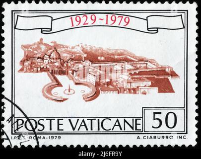 Città del Vaticano su francobollo d'epoca Foto Stock