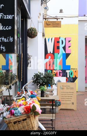 Il centro commerciale Duke's Lane, una destinazione unica di negozi indipendenti, boutique, 'pop up' e ristoranti, a Brighton, East Sussex, Regno Unito Foto Stock