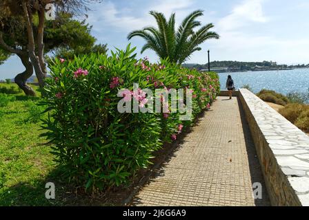 Cocktail esotico con fragole e menta in un ristorante greco Foto Stock