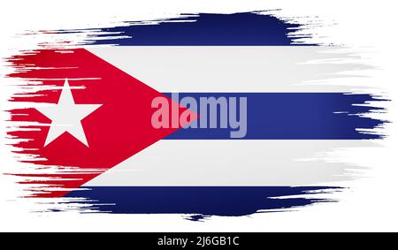 Coloratissimi pennelli disegnati a mano disegnati bandiera nazionale di Cuba. Modello per banner, carte, pubblicità , spot TV, annunci, web design e m Foto Stock