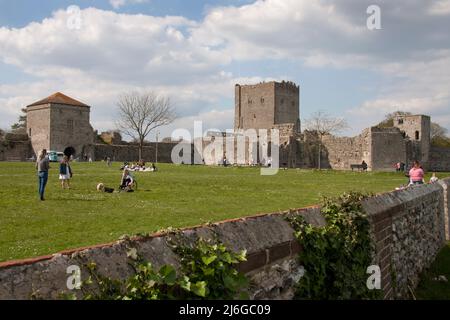 Portchester Castle, Portchester, Hampshire, Inghilterra Foto Stock