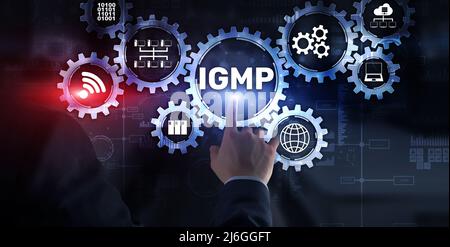 IGMP. Internet Group Management Protocol concetto. La tecnologia delle comunicazioni Foto Stock