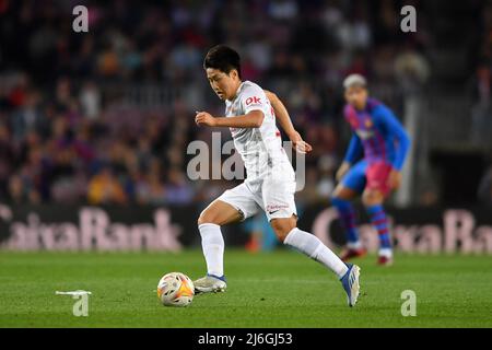 Barcellona, Spagna. 01st maggio 2022. FC BARCELONA contro RCD MALLORCA Barcelona,Spain.1 May,2022. Kang in Lee (19) di RCD Mallorca durante la partita spagnola la Liga tra il FC Barcelona e RCD Mallorca allo stadio Camp Nou. Credit: Rosdemora/Alamy Live News Foto Stock