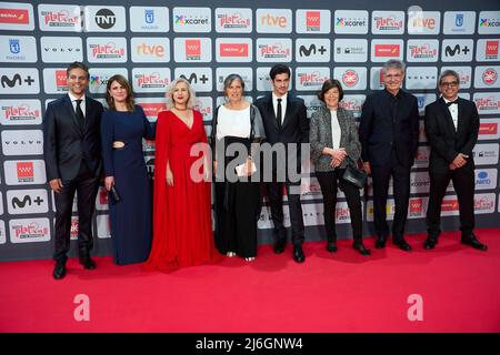 1 maggio 2022, Madrid, Madrid, Spagna: Mercedes Moran, Nancy Duplaa, Chino Darin frequenta Platino Awards 2022 - Red Carpet al Palacio Municipal de Congresos il 1 maggio 2022 a Madrid, Spagna (Credit Image: © Jack Abuin/ZUMA Press Wire) Foto Stock