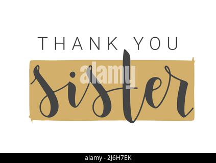 Scritta a mano di Suor grazie. Modello per Banner, biglietto d'auguri, cartolina, invito, festa, Poster, stampa o prodotto Web. Illustrazione Vettoriale