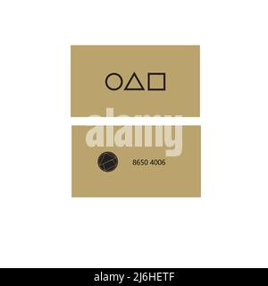 Squid Game Card Visita con elementi simbolo cerchio quadrato e triangolo Illustrazione Vettoriale