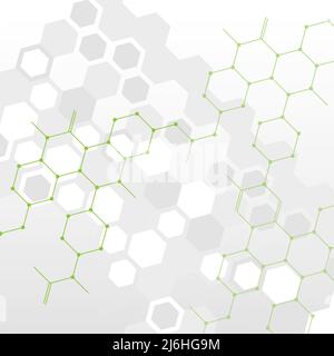 Sfondo di collegamento Adstract con motivo esagonale bianco e grigio Illustrazione Vettoriale