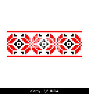 Modello pixelizzato Vyshyvanka tradizionale etnia Ucraina senza giunture modello ornamento slavico Illustrazione Vettoriale