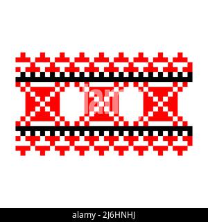 Modello pixelizzato Vyshyvanka tradizionale etnia Ucraina senza giunture modello ornamento slavico Illustrazione Vettoriale