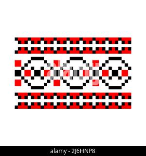 Modello pixelizzato Vyshyvanka tradizionale etnia Ucraina senza giunture modello ornamento slavico Illustrazione Vettoriale