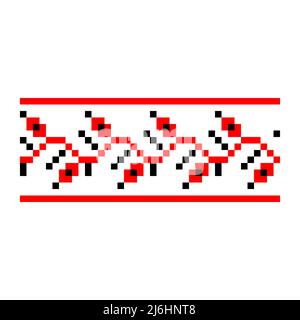 Modello pixelizzato Vyshyvanka tradizionale etnia Ucraina senza giunture modello ornamento slavico Illustrazione Vettoriale