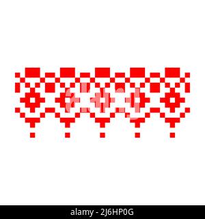 Modello pixelizzato Vyshyvanka tradizionale etnia Ucraina senza giunture modello ornamento slavico Illustrazione Vettoriale