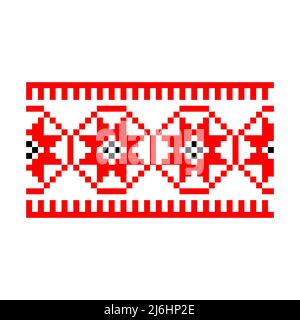 Modello pixelizzato Vyshyvanka tradizionale etnia Ucraina senza giunture modello ornamento slavico Illustrazione Vettoriale