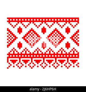 Modello pixelizzato Vyshyvanka tradizionale etnia Ucraina senza giunture modello ornamento slavico Illustrazione Vettoriale