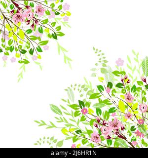 Sfondo con primavera sakura fiori. Illustrazione vettoriale Illustrazione Vettoriale