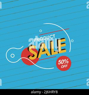 iscrizione astratta gialla su sfondo blu. sconto del 50% Illustrazione Vettoriale