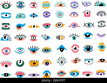 Collezione occhi. Astratto occhi colorati focalizzati lente simboli vettoriali recenti modelli Illustrazione Vettoriale