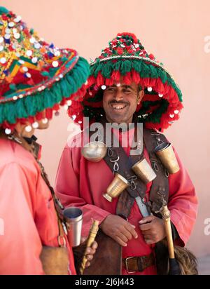 Venditori d'acqua di Marrakech e Morroco Foto Stock