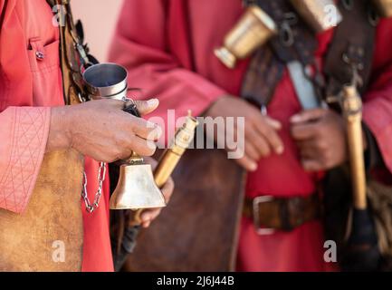 Venditori d'acqua di Marrakech e Morroco Foto Stock