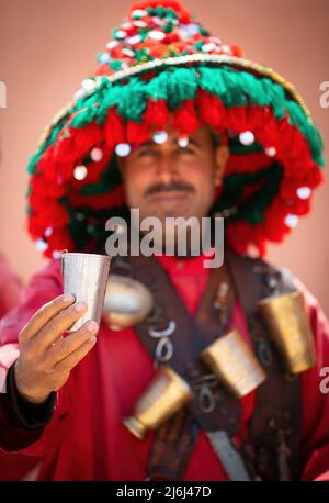 Venditori d'acqua di Marrakech e Morroco Foto Stock