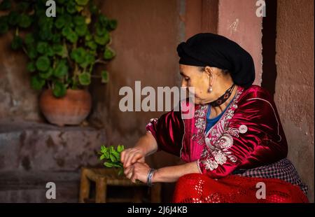 Tè alla menta a Marrakesh e in Marocco Foto Stock