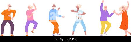 Balli degli anziani. Vecchio ballo attivo divertimento persone anziane a musica di invecchiamento, felice nonni pensione partito, ballerino anziano, felices coppia nonna nonno nonno illustrazione vettoriale. Di ricreazione anziana Illustrazione Vettoriale