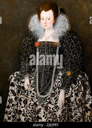 Ritratto di una donna, tradizionalmente identificata come Mary Clopton (nato Waldegrave), di Kentwell Hall, Suffolk. Robert Peake il Vecchio. Ca. 1600. Foto Stock