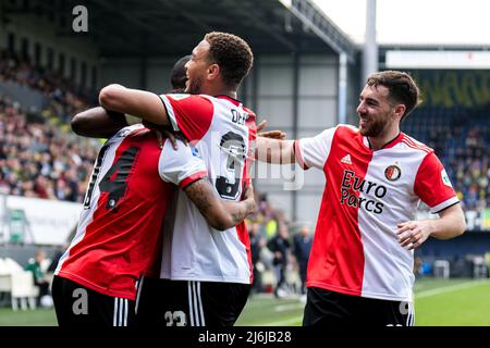 Sittard - Lutsharel Geertruida di Feyenoord durante la partita tra Fortuna Sittard e Feyenoord presso lo Stadion Fortuna Sittard il 1 maggio 2022 a Sittard, Paesi Bassi. (Da Box a Box Pictures/Yannick Verhoeven) Foto Stock