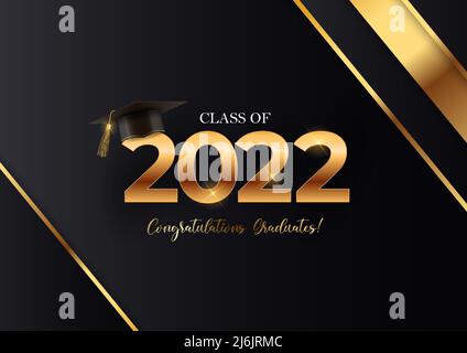Classe di 2022 congratulazioni diplomati biglietto d'auguri. Illustrazione vettoriale Illustrazione Vettoriale