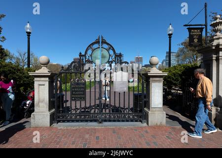 Arlington Street gate Boston Public Garden Foto Stock