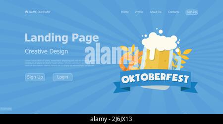 Design concept oktober fest landing page sito web - illustrazione vettoriale Illustrazione Vettoriale