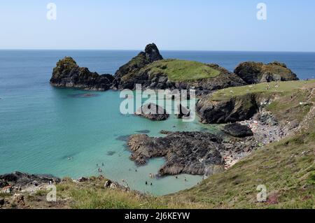 Kynance Cove, Cornovaglia - 20 luglio 202: Viste di Kynance Cove Foto Stock