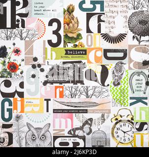 Astratto grunge effetto di sfondo numeri e oggetti Foto Stock