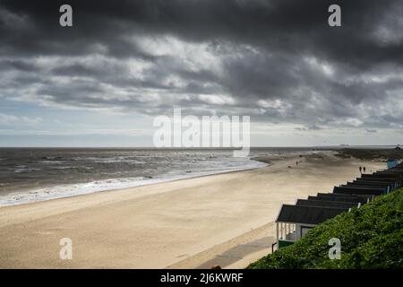 Capanne sulla spiaggia a Southwold, Suffolk, Inghilterra Foto Stock